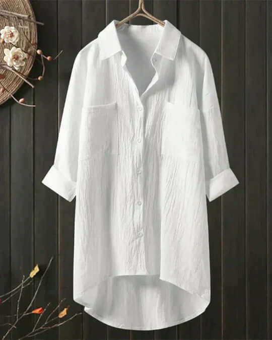 Duttini | Flowing Button Down Long Sleeve Blouse for Effortless Elegance
