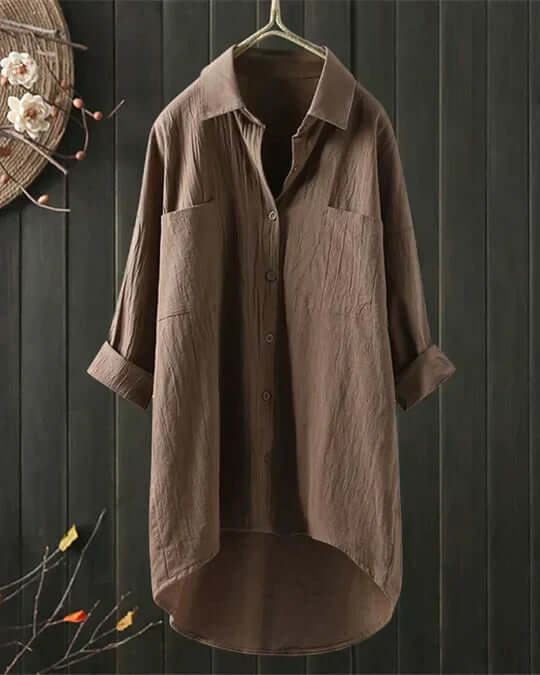Duttini | Flowing Button Down Long Sleeve Blouse for Effortless Elegance