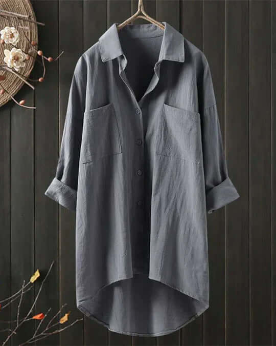 Duttini | Flowing Button Down Long Sleeve Blouse for Effortless Elegance