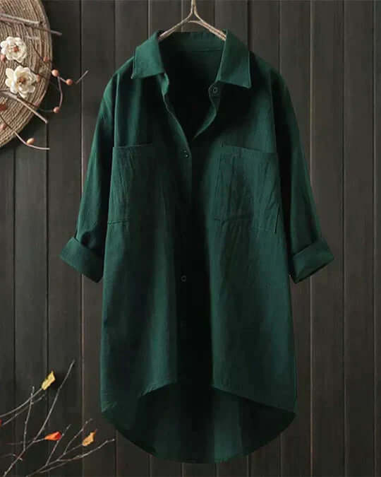 Duttini | Flowing Button Down Long Sleeve Blouse for Effortless Elegance