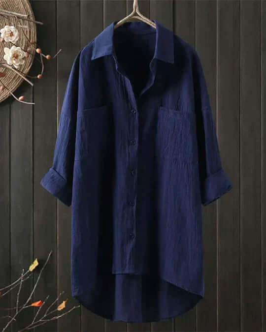Duttini | Flowing Button Down Long Sleeve Blouse for Effortless Elegance