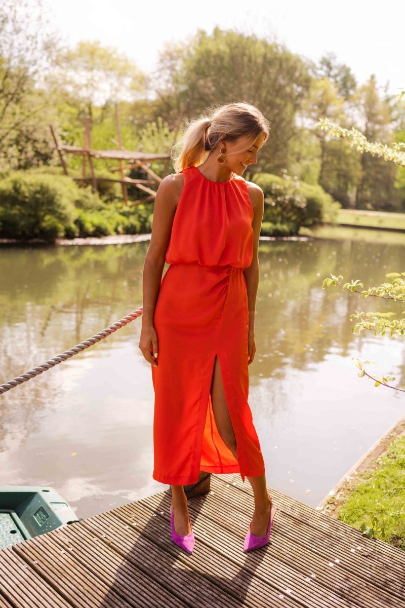 Duttini | Feminine Summer Midi Dress with Graceful Drape