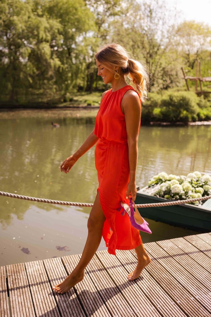 Duttini | Feminine Summer Midi Dress with Graceful Drape