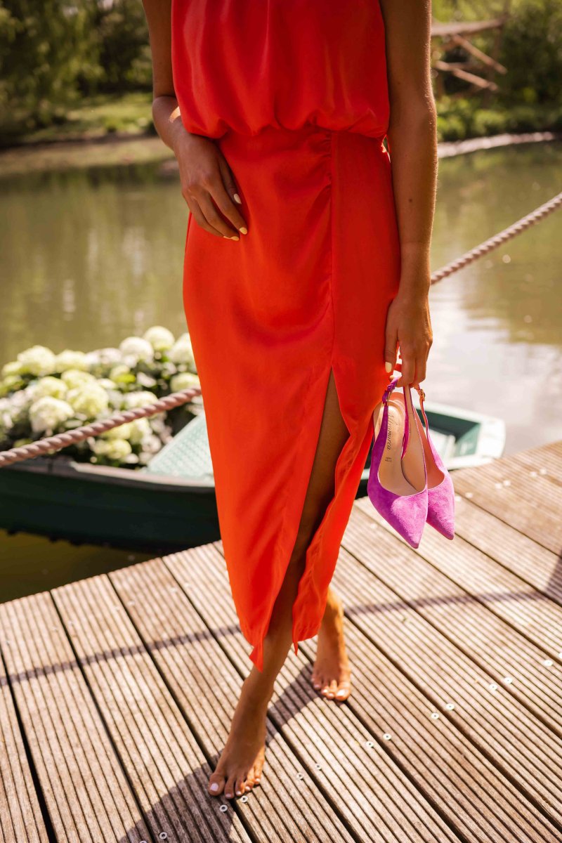 Duttini | Feminine Summer Midi Dress with Graceful Drape