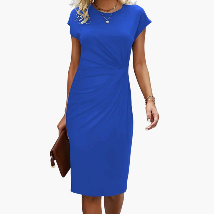 Duttini | Flowing Round Neck Short Sleeve Midi Dress for Every Occasion