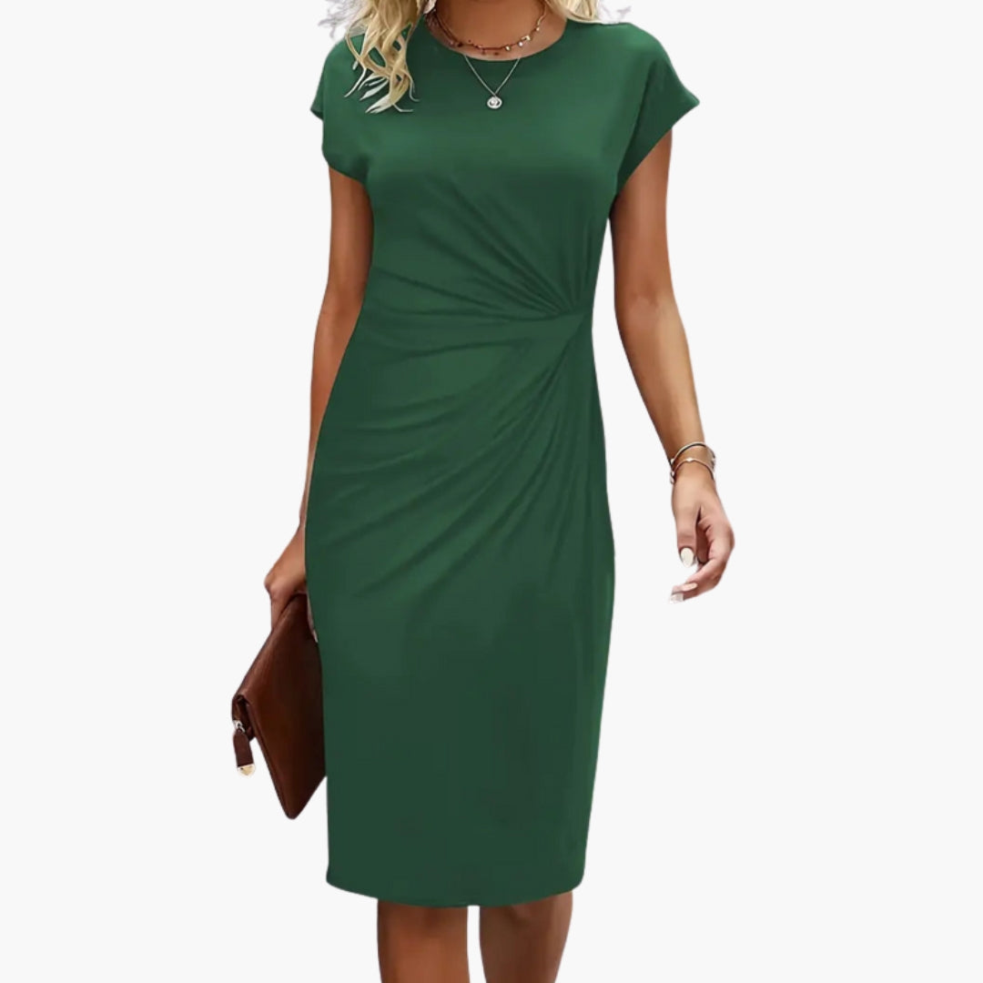 Duttini | Flowing Round Neck Short Sleeve Midi Dress for Every Occasion