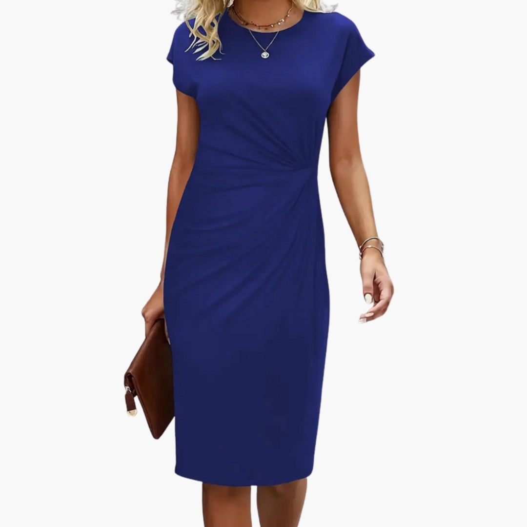 Duttini | Flowing Round Neck Short Sleeve Midi Dress for Every Occasion