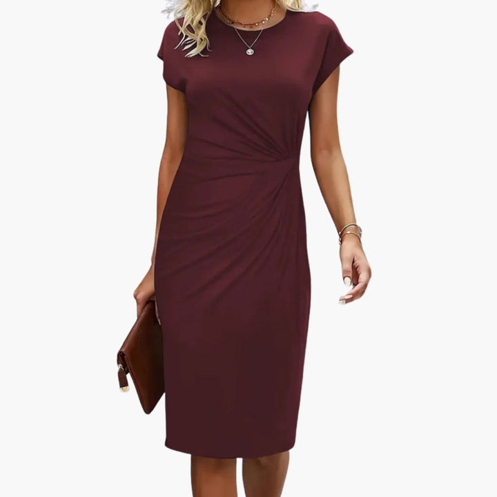 Duttini | Flowing Round Neck Short Sleeve Midi Dress for Every Occasion