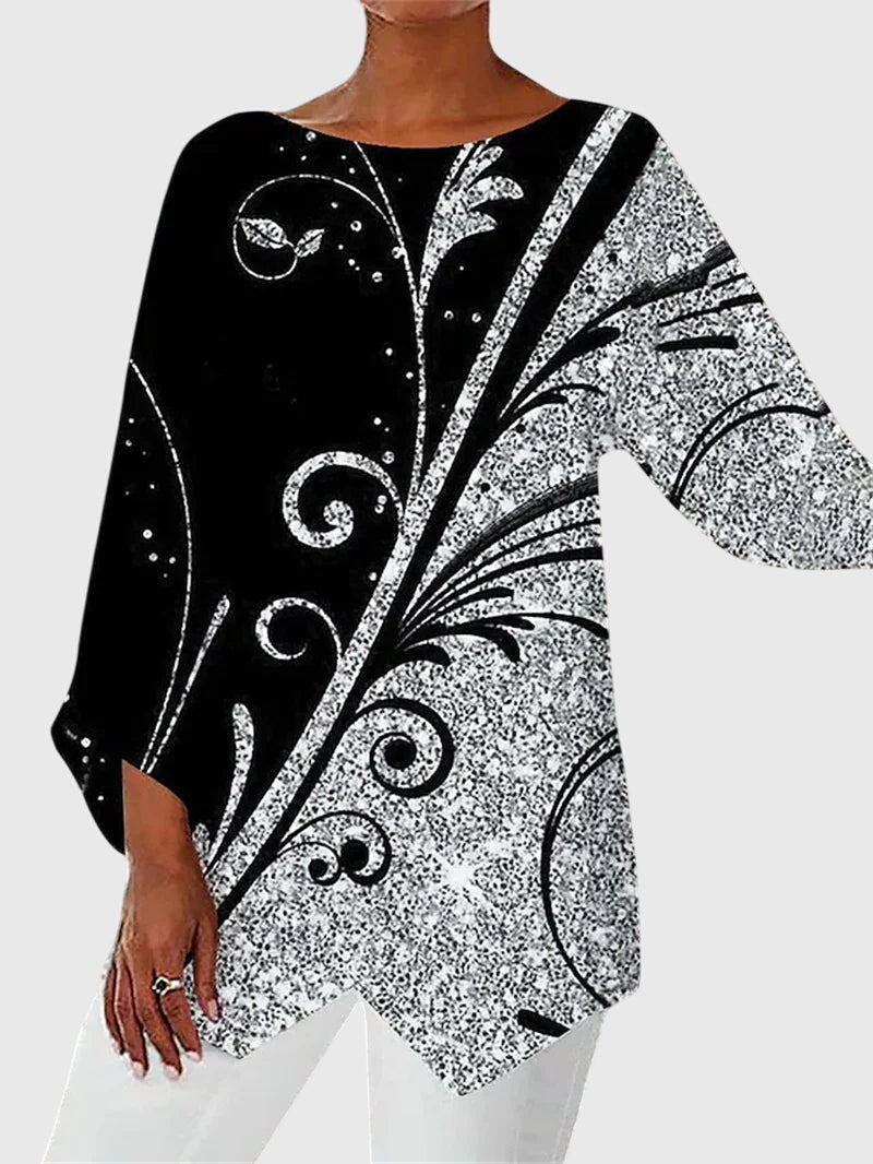 Duttini | Timeless Butterfly Print Asymmetric Hem Top Made to Turn Heads