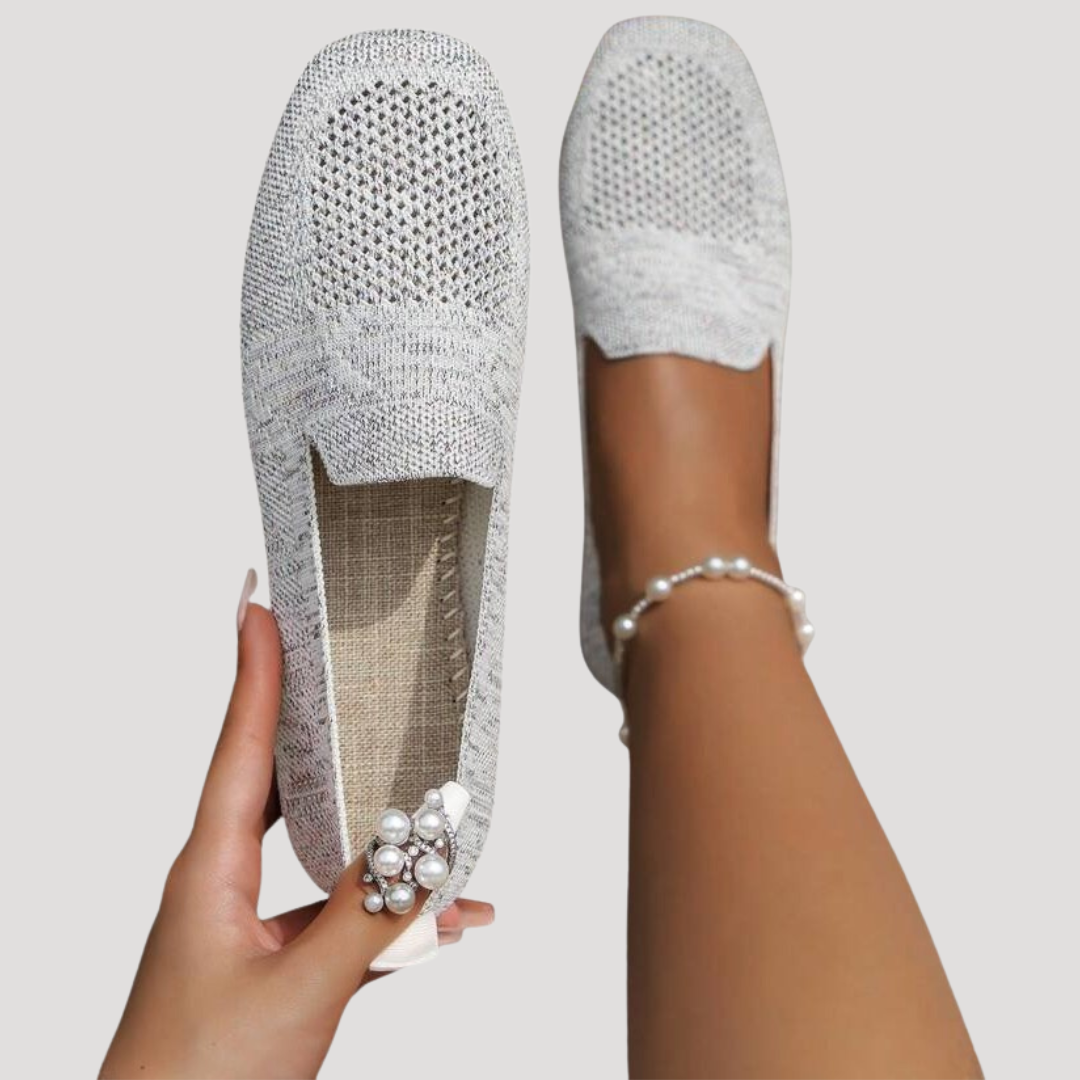 Duttini | Cushioned Slip On Knit Flats with Cushioned Support