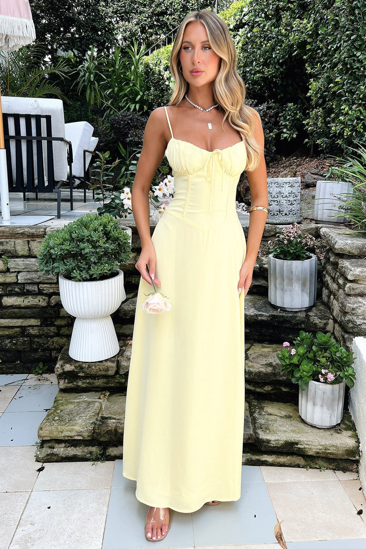 Duttini | Luxe Wedding Guest Spaghetti Strap Wrap Maxi Dress Evening
