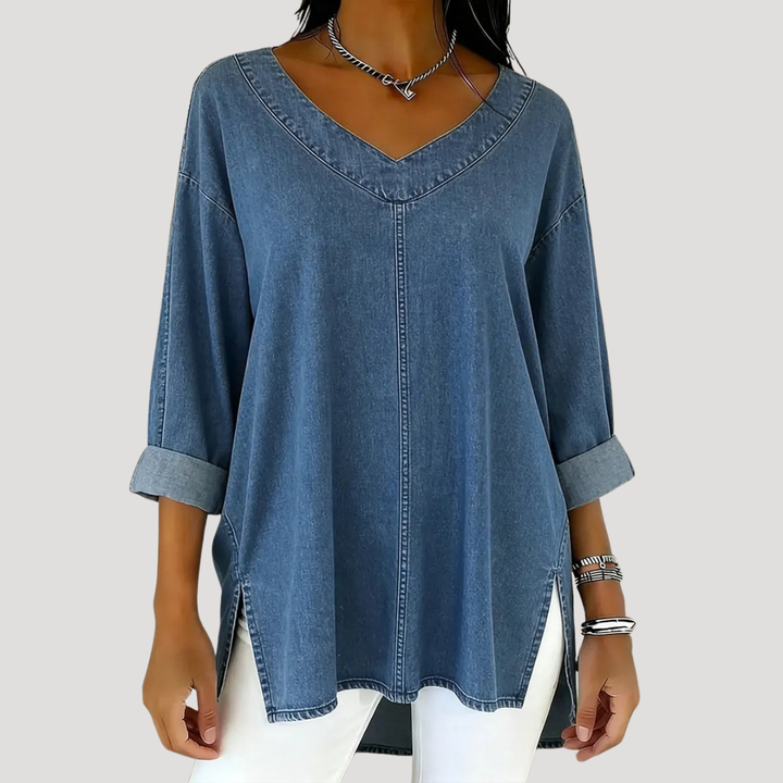 Duttini | Romantic V-Neck Relaxed Tunic Top with a Timeless Finish
