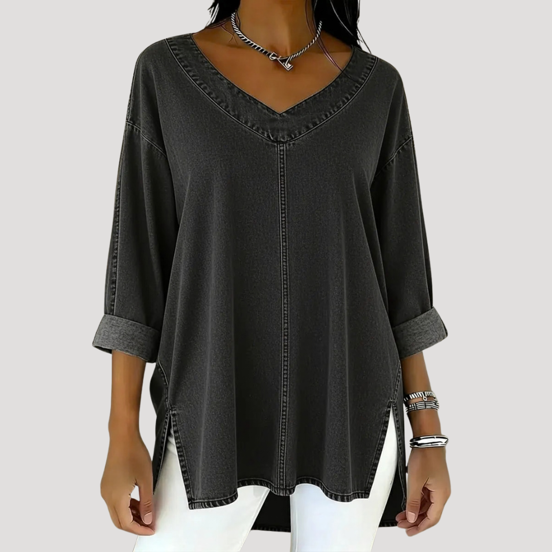 Duttini | Romantic V-Neck Relaxed Tunic Top with a Timeless Finish