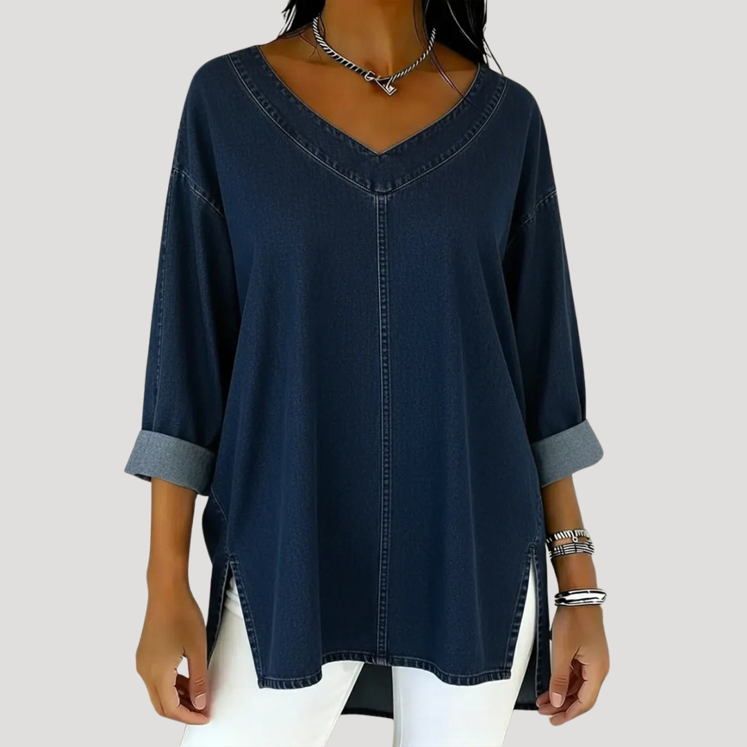 Duttini | Romantic V-Neck Relaxed Tunic Top with a Timeless Finish