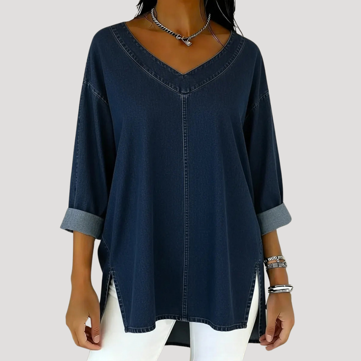 Duttini | Romantic V-Neck Relaxed Tunic Top with a Timeless Finish