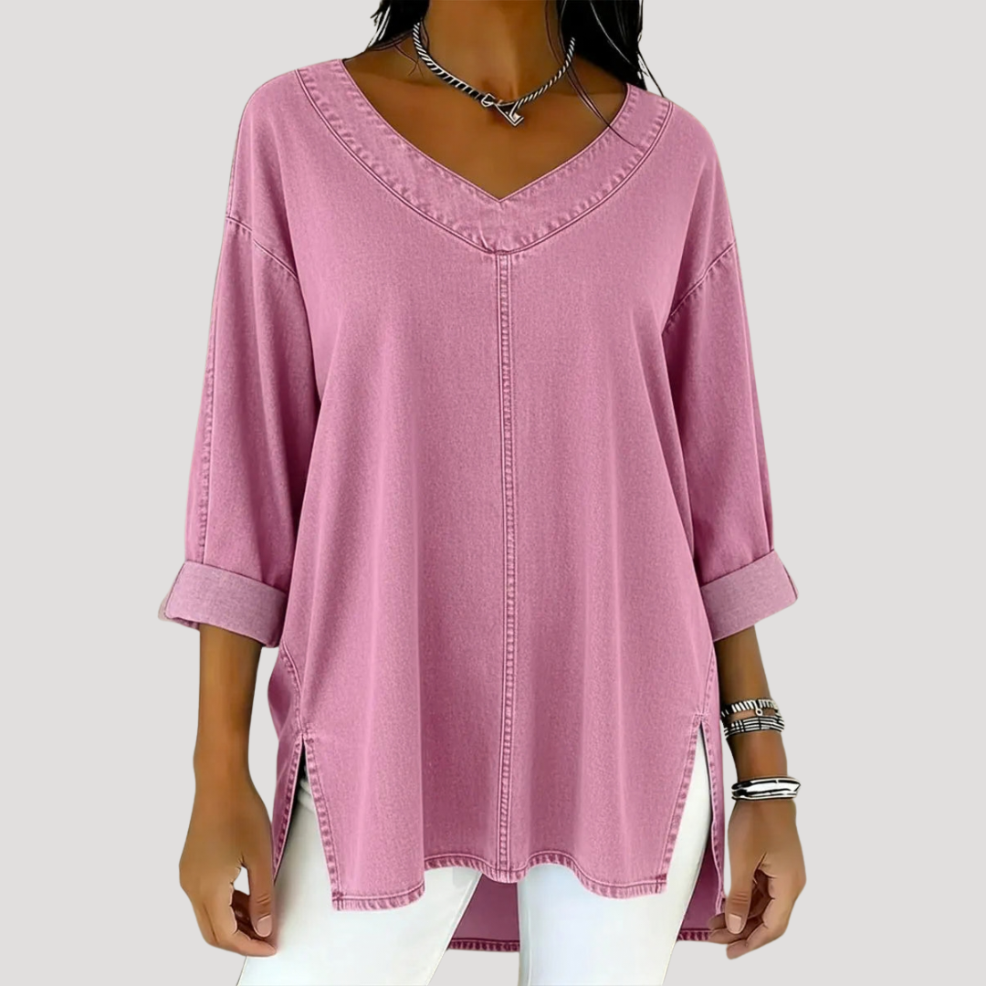 Duttini | Romantic V-Neck Relaxed Tunic Top with a Timeless Finish