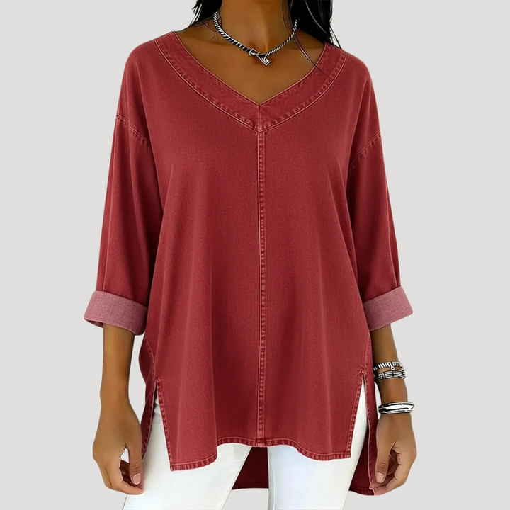 Duttini | Romantic V-Neck Relaxed Tunic Top with a Timeless Finish