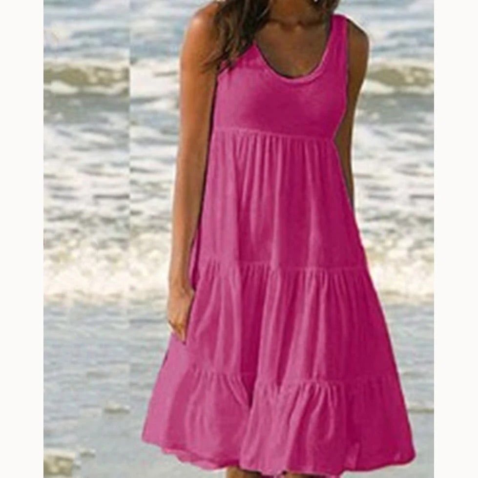 Duttini | Flowing Sleeveless Tiered Midi Dress Boho Summer