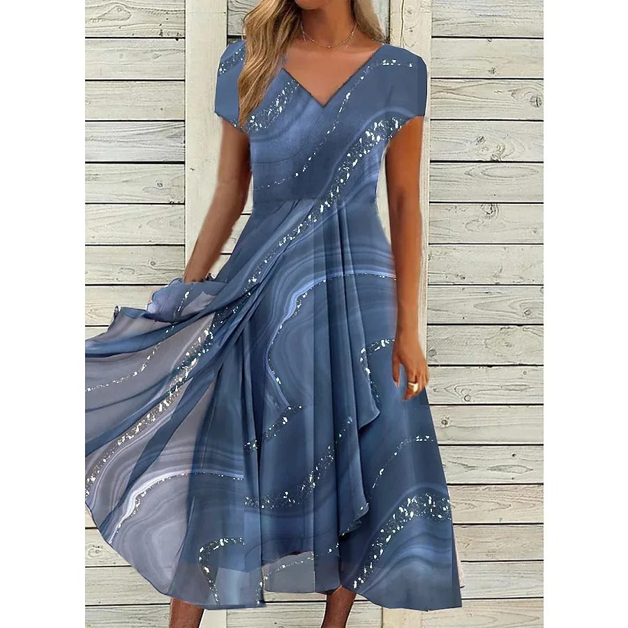 Duttini | Timeless V-neck Midi Dress with a Flattering Silhouette