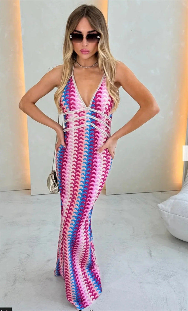 Duttini | Statement Wedding Guest Crochet Draped Dress For Beach Wedding