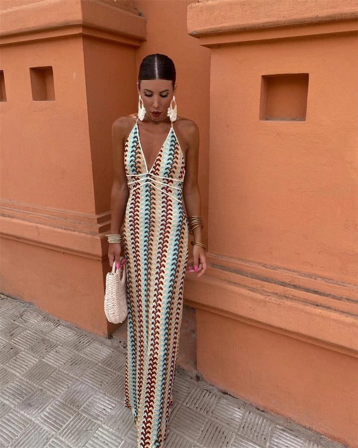 Duttini | Statement Wedding Guest Crochet Draped Dress For Beach Wedding