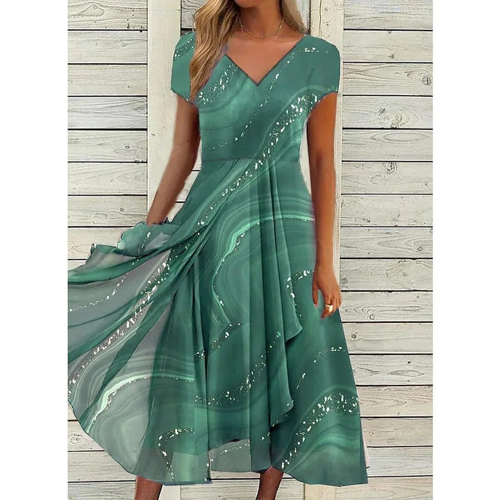 Duttini | Timeless V-neck Midi Dress with a Flattering Silhouette