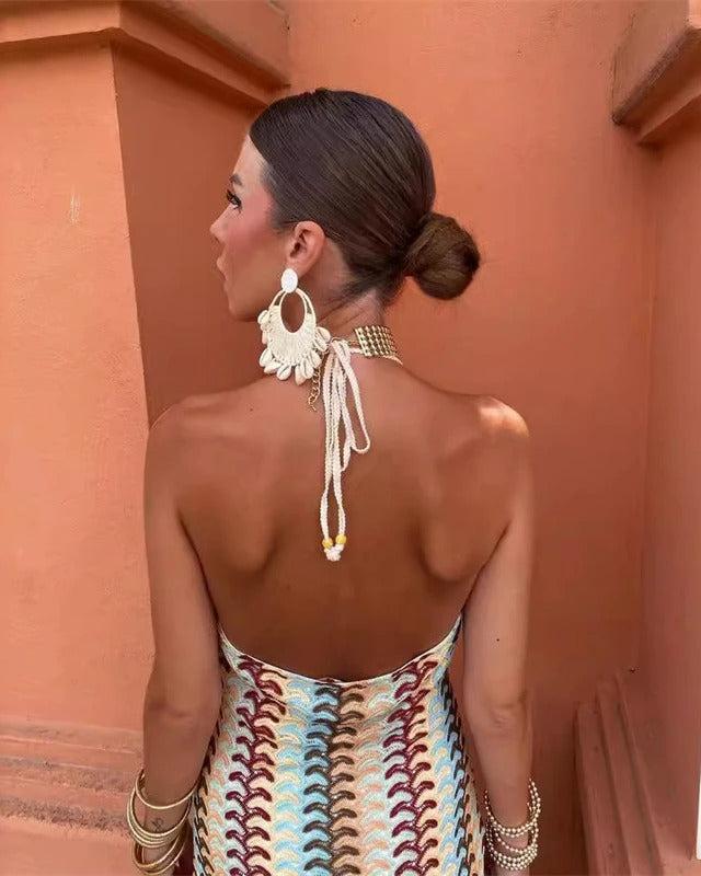 Duttini | Statement Wedding Guest Crochet Draped Dress For Beach Wedding