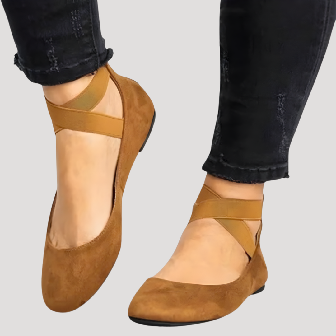 Duttini | Supportive Cross Strap Ballet Flats for Walking in Comfort