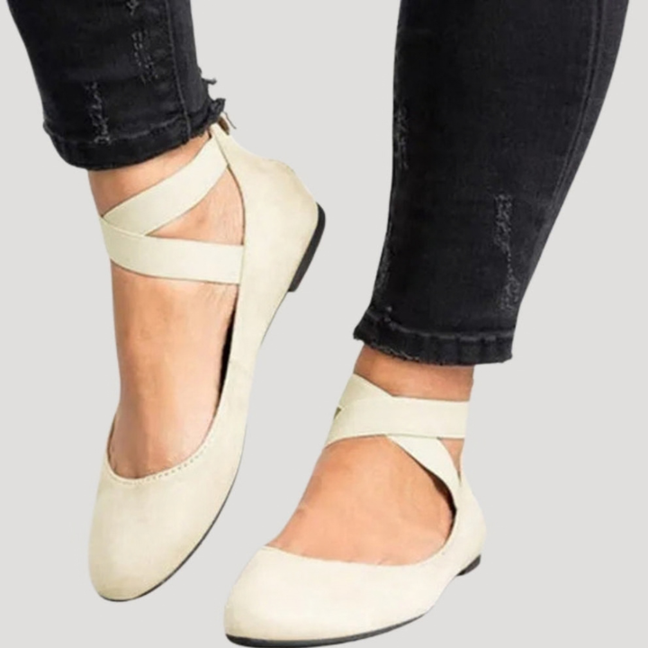 Duttini | Supportive Cross Strap Ballet Flats for Walking in Comfort