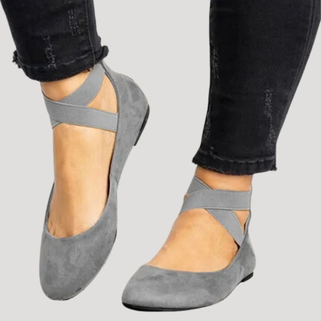 Duttini | Supportive Cross Strap Ballet Flats for Walking in Comfort