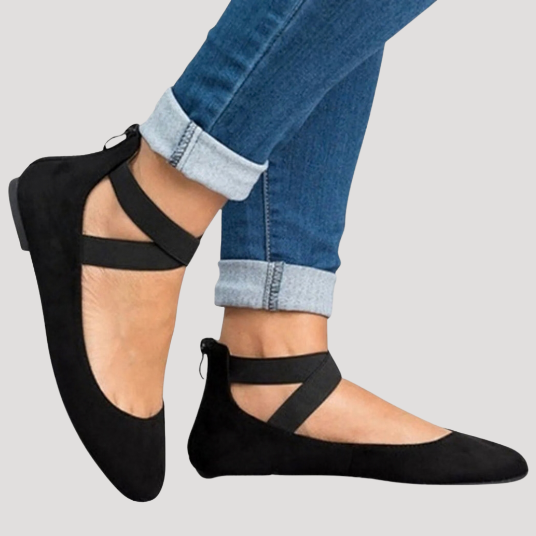 Duttini | Supportive Cross Strap Ballet Flats for Walking in Comfort
