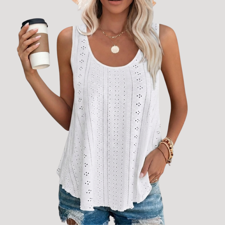 Duttini | Sophisticated Eyelet Sleeveless Tank Top Made to Turn Heads