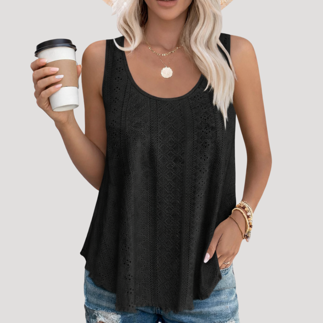 Duttini | Sophisticated Eyelet Sleeveless Tank Top Made to Turn Heads