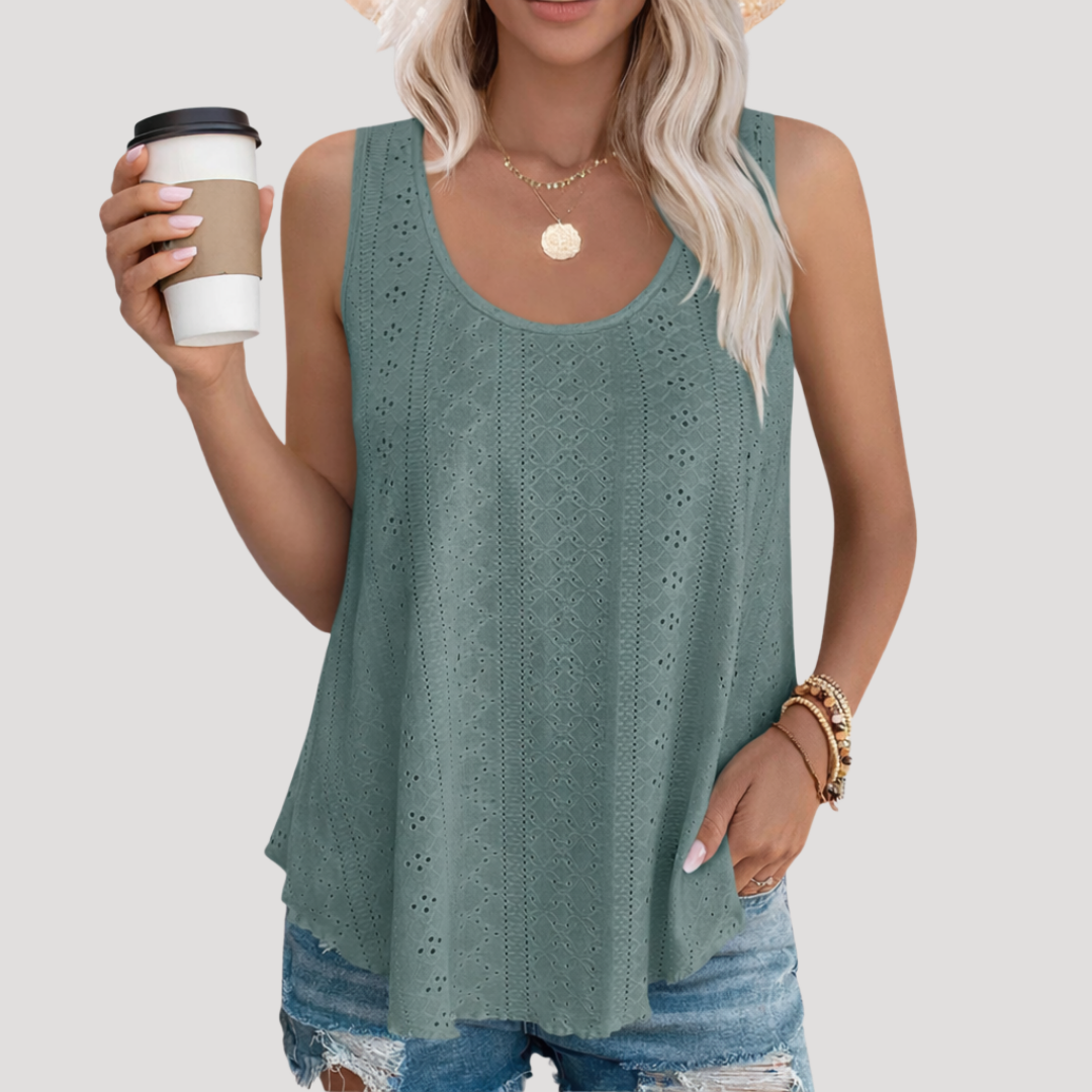 Duttini | Sophisticated Eyelet Sleeveless Tank Top Made to Turn Heads
