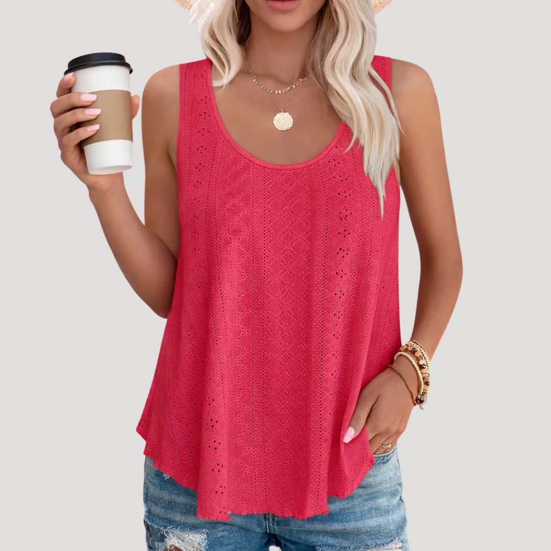 Duttini | Sophisticated Eyelet Sleeveless Tank Top Made to Turn Heads
