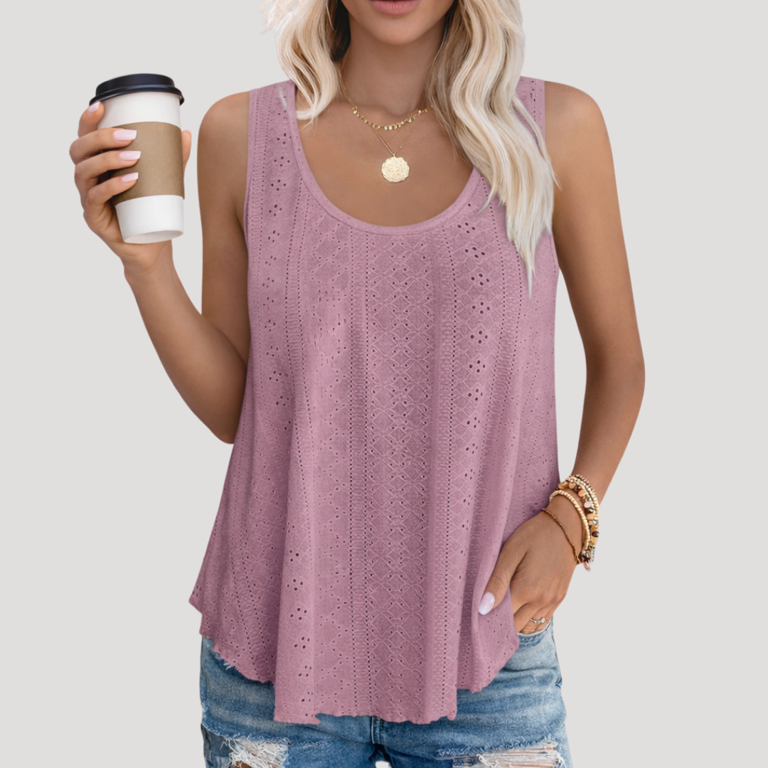 Duttini | Sophisticated Eyelet Sleeveless Tank Top Made to Turn Heads