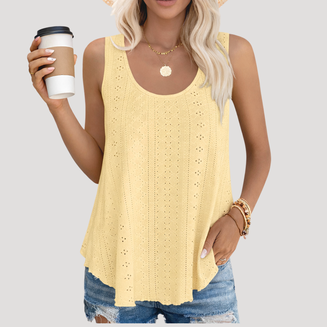Duttini | Sophisticated Eyelet Sleeveless Tank Top Made to Turn Heads