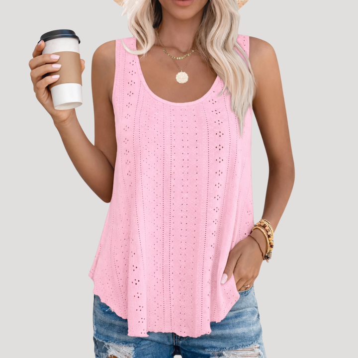 Duttini | Sophisticated Eyelet Sleeveless Tank Top Made to Turn Heads