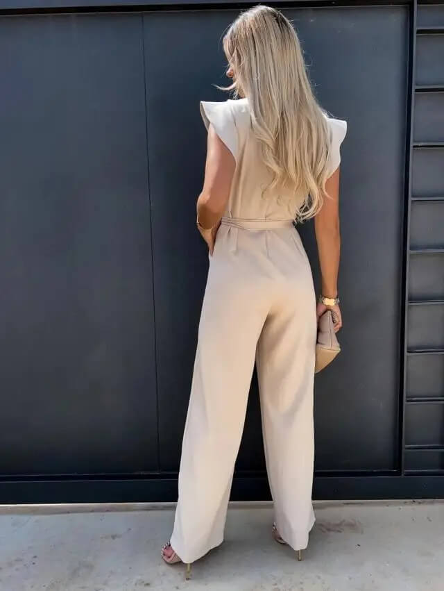 Duttini | Modern Flutter Sleeve Wide Leg Jumpsuit