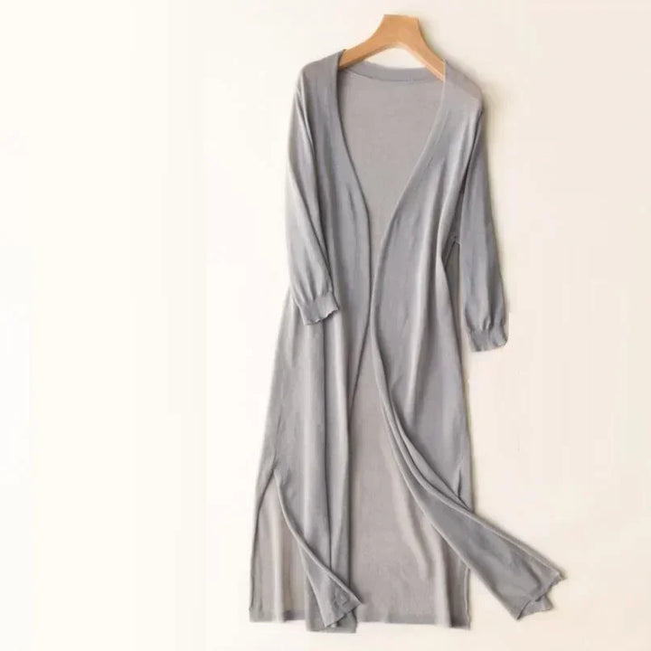 Duttini | Sculpted Open Front Long Sleeve Cardigan with Graceful Drape