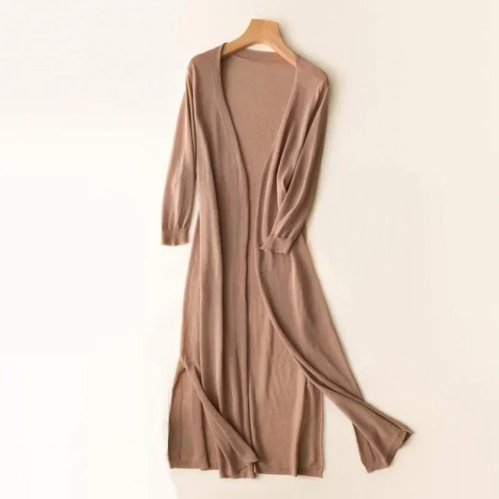 Duttini | Sculpted Open Front Long Sleeve Cardigan with Graceful Drape