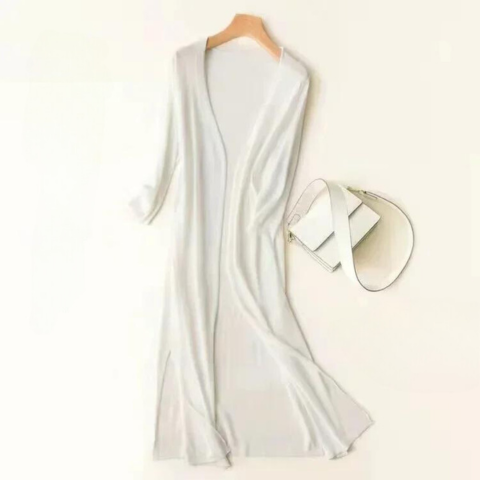 Duttini | Sculpted Open Front Long Sleeve Cardigan with Graceful Drape