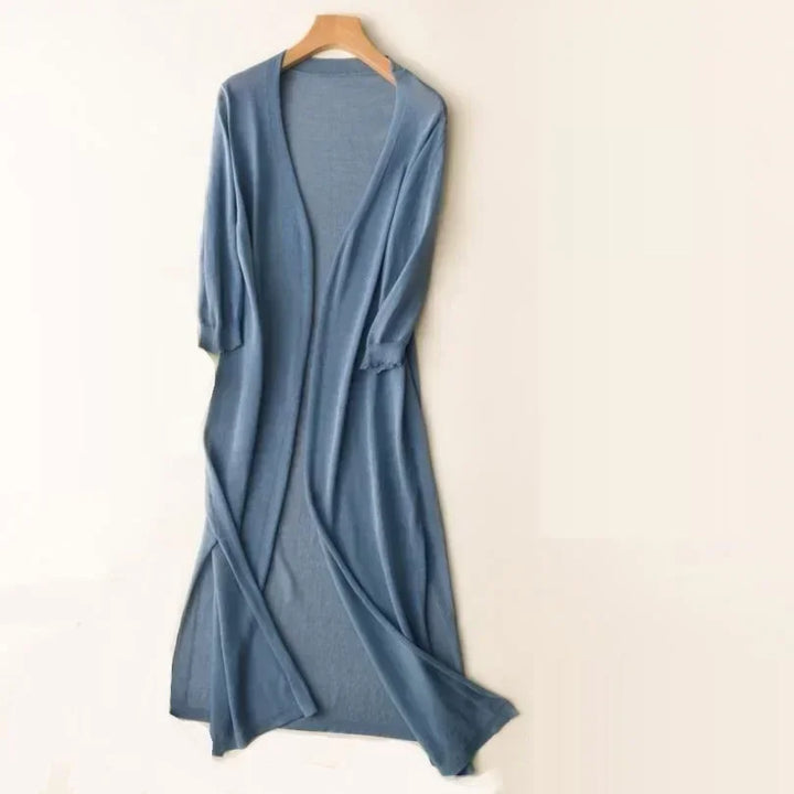 Duttini | Sculpted Open Front Long Sleeve Cardigan with Graceful Drape
