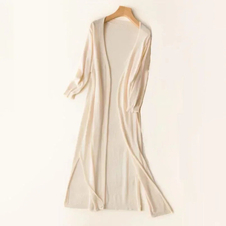 Duttini | Sculpted Open Front Long Sleeve Cardigan with Graceful Drape