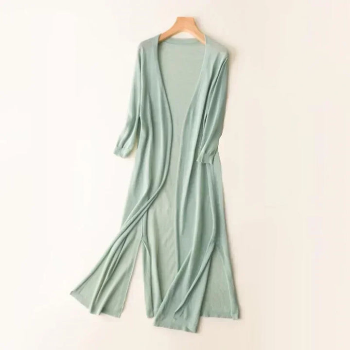Duttini | Sculpted Open Front Long Sleeve Cardigan with Graceful Drape