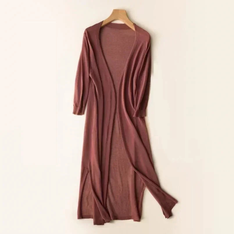 Duttini | Sculpted Open Front Long Sleeve Cardigan with Graceful Drape