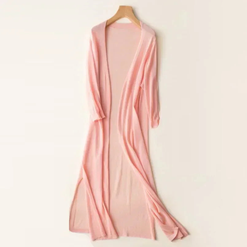 Duttini | Sculpted Open Front Long Sleeve Cardigan with Graceful Drape