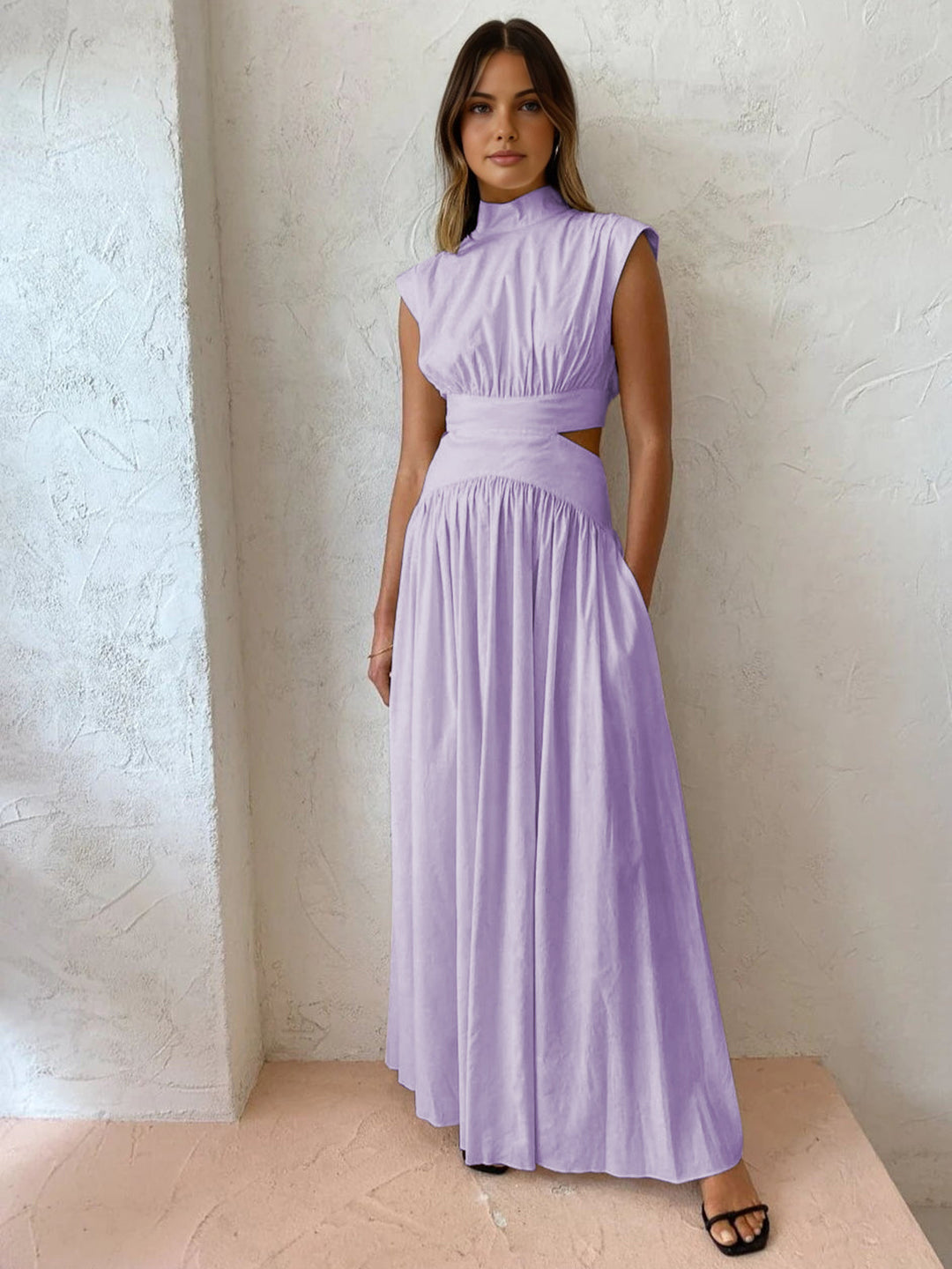 Duttini | Chic Mock Neck Cutout Maxi Dress Sleeveless Occasion Dress
