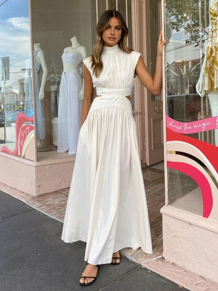 Duttini | Chic Mock Neck Cutout Maxi Dress Sleeveless Occasion Dress