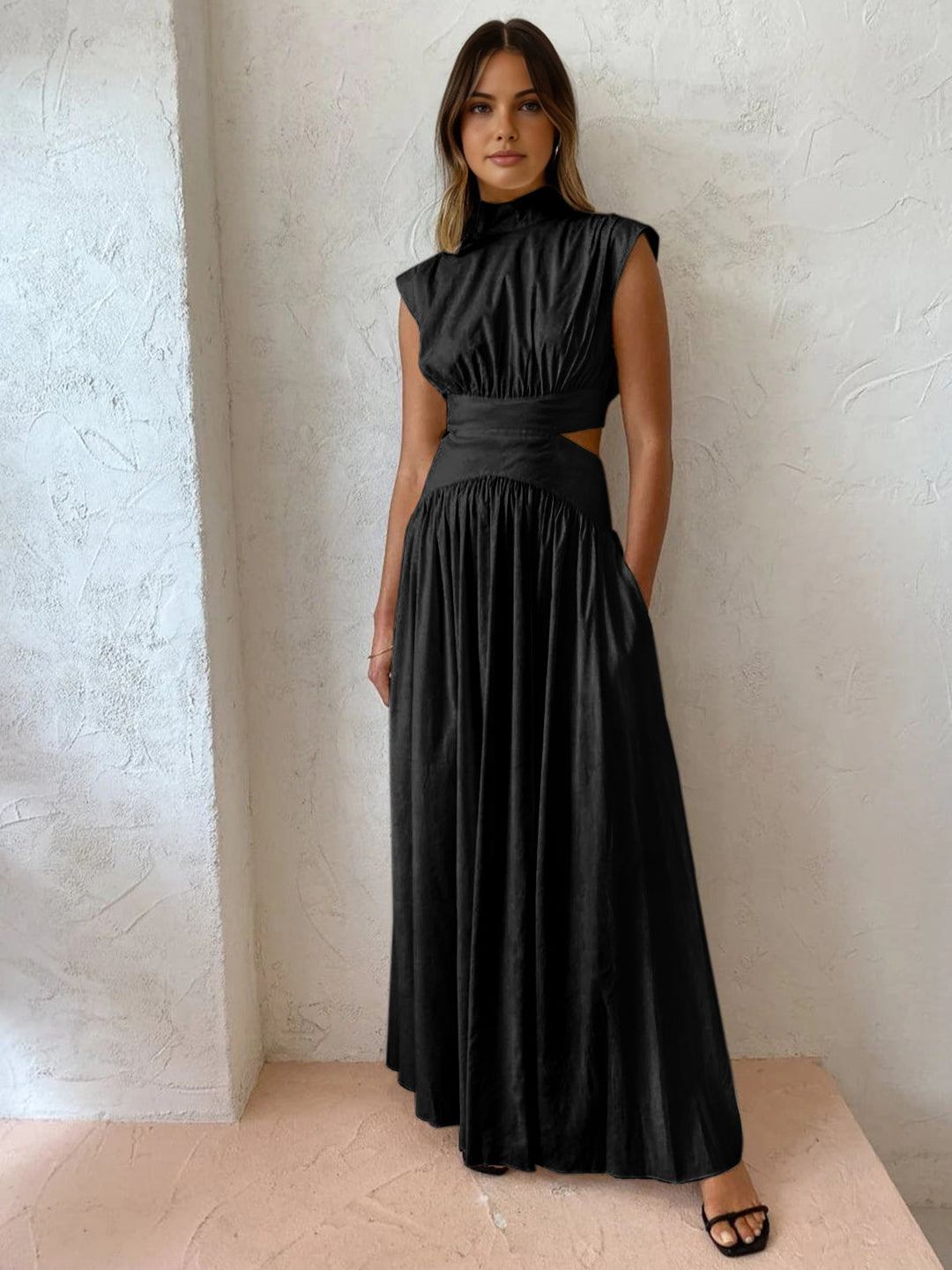 Duttini | Chic Mock Neck Cutout Maxi Dress Sleeveless Occasion Dress